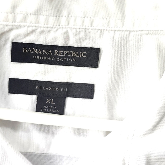 BANANA Republic White Organic Cotton Relaxed Fit Top Johnny Collar - Picture 8 of 9
